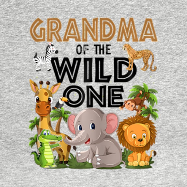 Grandma Of The Wild One Birthday 1st Safari Jungle Family by Eduardo